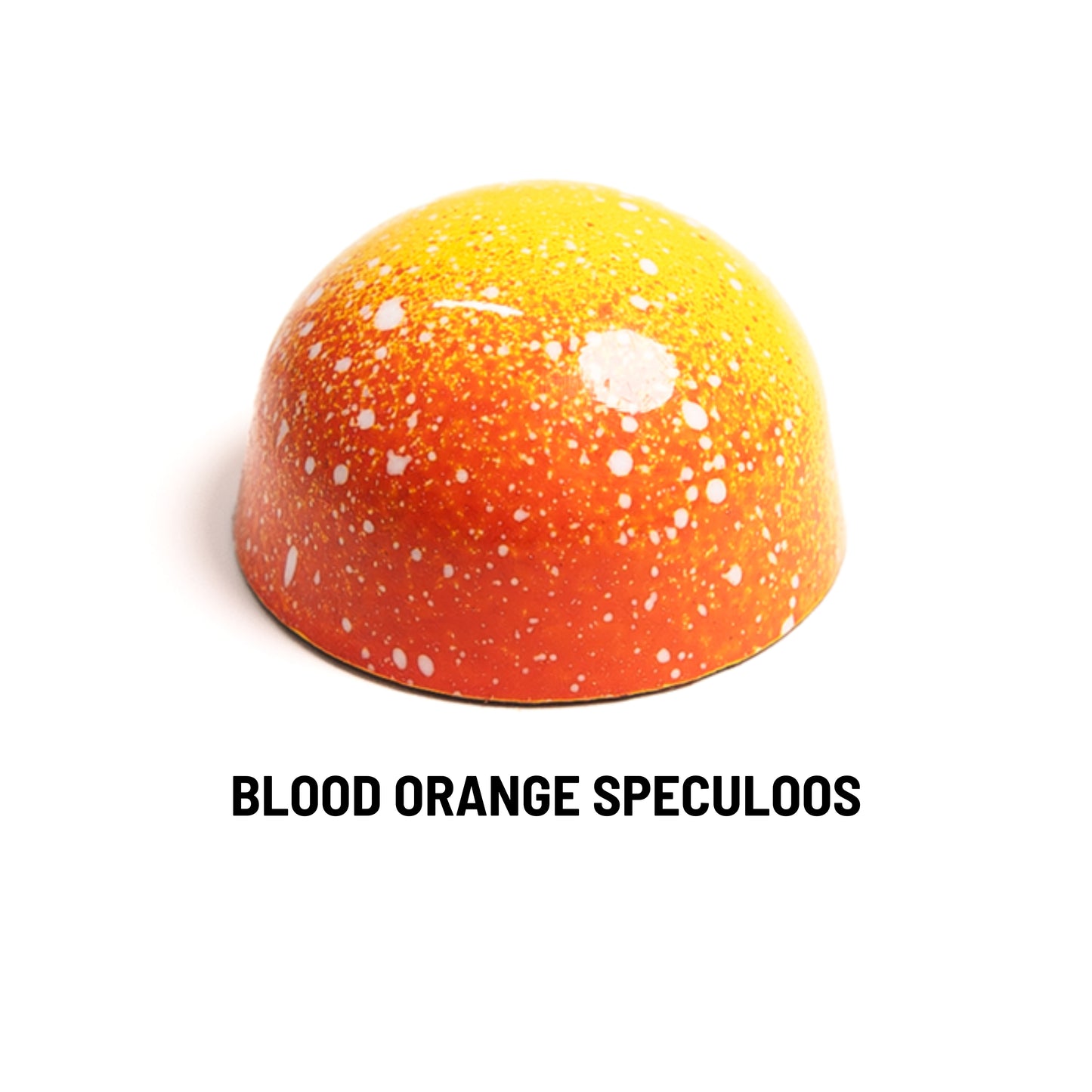 Blood orange speculoos cookie on a white background with 'BLOOD ORANGE SPECULOOS' text.