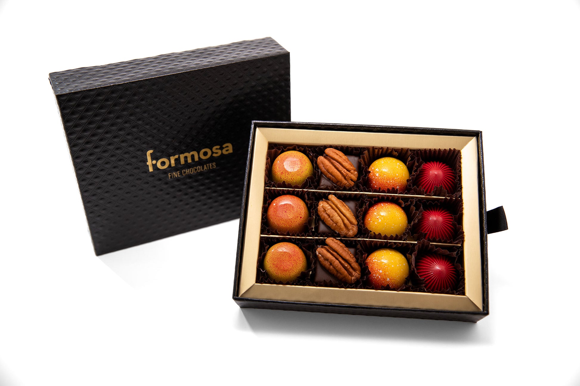 Box of chocolates with 'formosa' branding on a white background