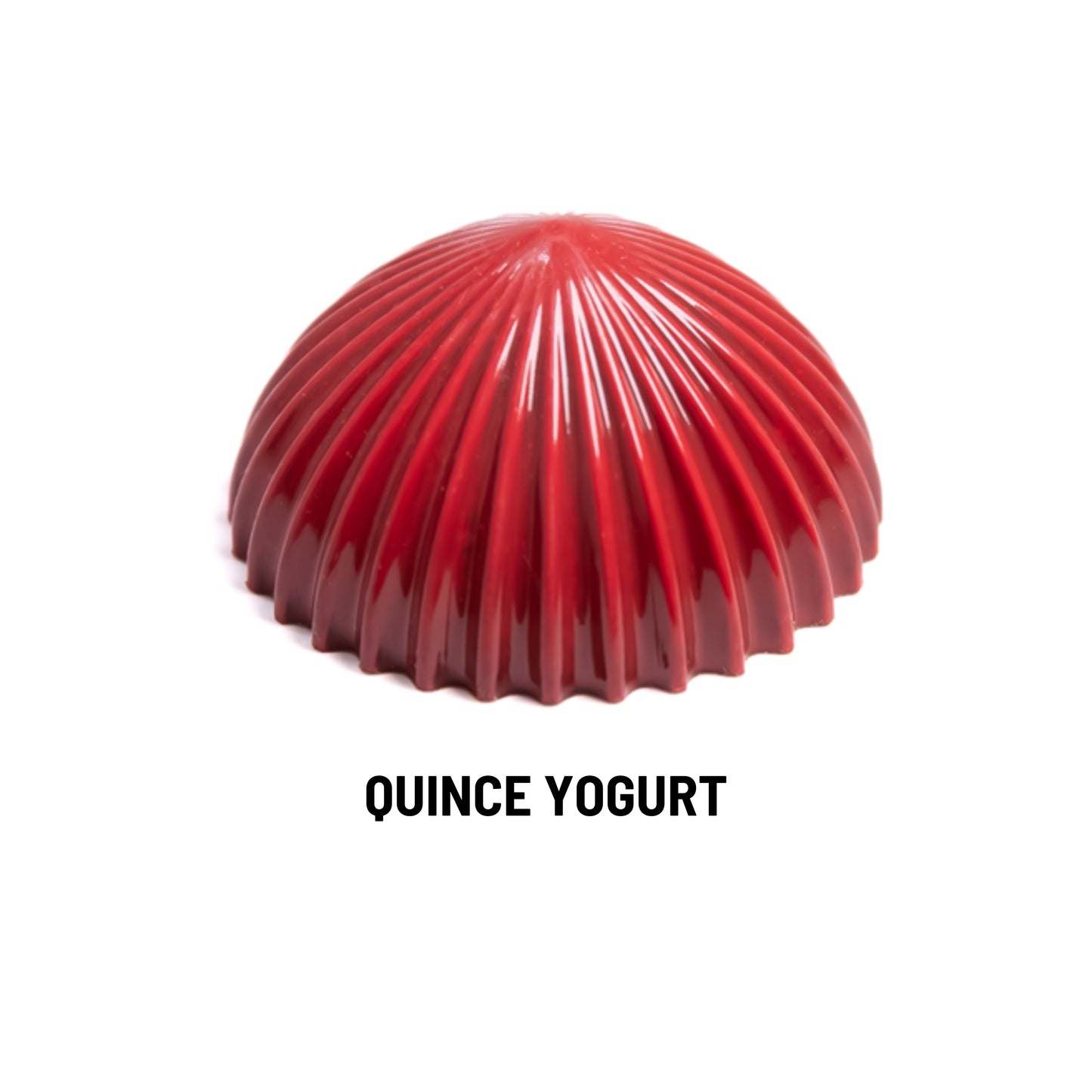 Red quince yogurt container on a white background